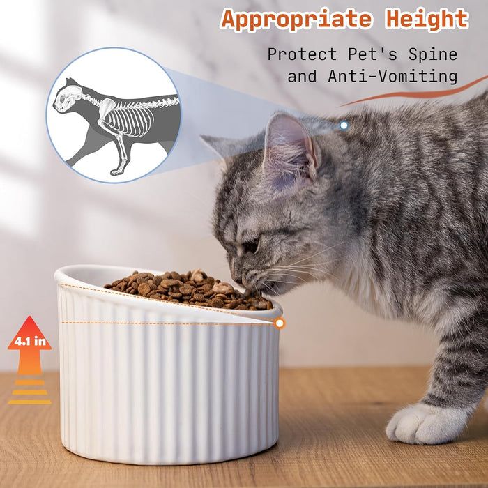 Anti-Vomit Tilted Ceramic Cat Bowl – Pawy product photo 2