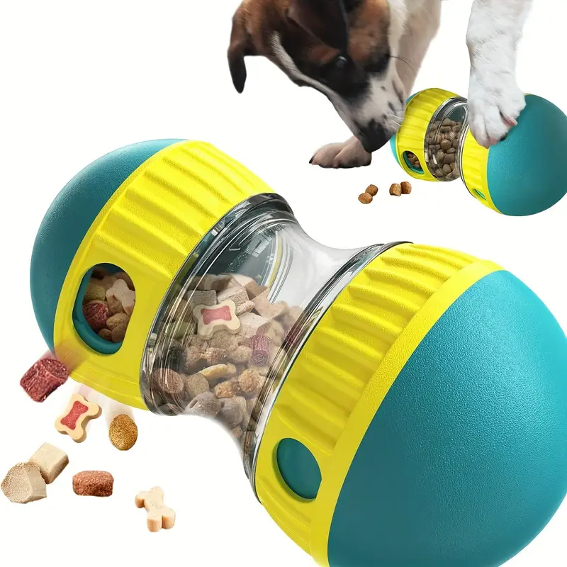 Workday Wobble Feeder rolling treat feeder for dogs in blue — main product photo
