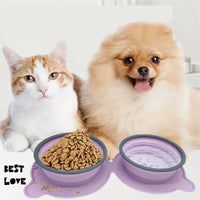 Foldable Silicone Double Feeding Bowl for Dogs & Cats – Pawy product photo 1